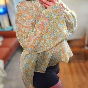 A Byer Coquette Sheer Vintage Oversized Blouse